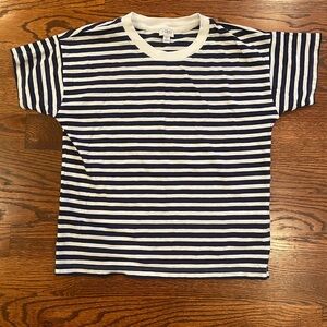 Women JCREW Striped Navy & White Short Sleeve Shirt, Size Small